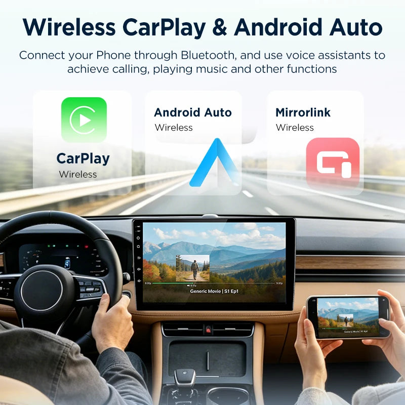 Junsun 7" Wireless CarPlay Android Auto Car Radio for Fiat 500 500C Abarth 2007-2015 Multimedia Wireless Apple CarPlay Smart Intelligent Systems IPS Touch Screen Stereo Video Player 2 Din Autoradio Head Unit Navigation BT GPS