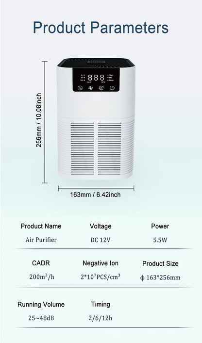 Air Purifier Portable Desktop Smoke Air Freshener Odor Remover USB Air Cleaner Household HEPA Filter Efficient Air Purifying