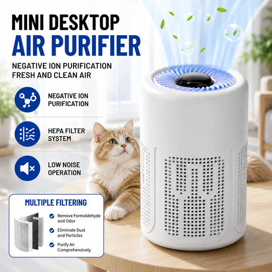 Negative Ion Mini Desktop Home USB Purifier Remove Smoke and Odor and Dust Particles HEPA Filter Efficient Purifying Air