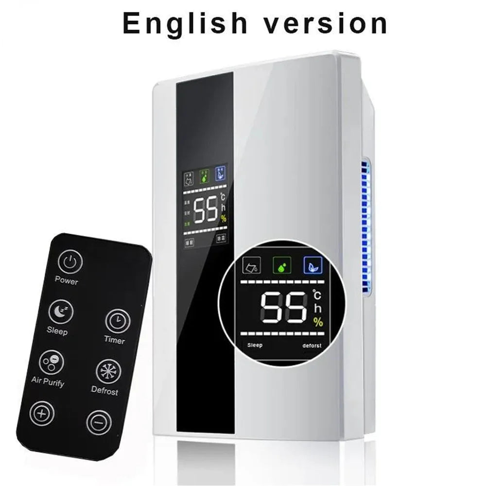 2 in 1 Dehumidifier and Air Purifier Moisture Absorber Household Mute Bedroom Basement Remote Control Timing External Water Pipe