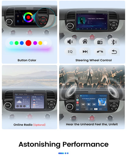 Junsun 7" Wireless CarPlay Android Auto Car Radio for Fiat 500 500C Abarth 2007-2015 Multimedia Wireless Apple CarPlay Smart Intelligent Systems IPS Touch Screen Stereo Video Player 2 Din Autoradio Head Unit Navigation BT GPS
