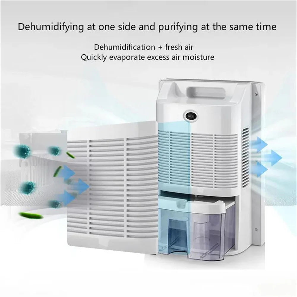 2 in 1 Dehumidifier and Air Purifier Moisture Absorber Household Mute Bedroom Basement Remote Control Timing External Water Pipe