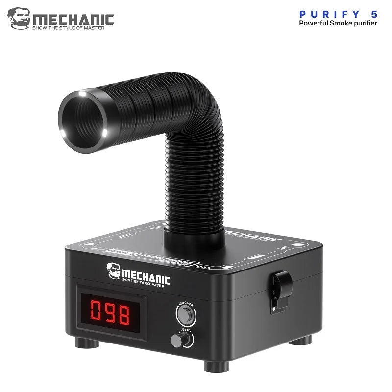 MECHANIC PURIFY-5 High Suction Airflow 3-Layer Filter Smoke Purifier Adjustable Wind 62W Powerful Flexible Hose Fume Extractor