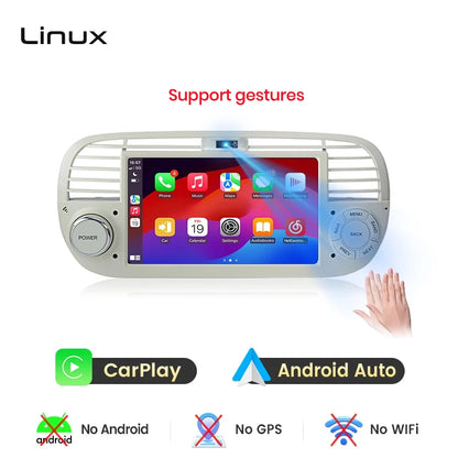 Junsun 7" Wireless CarPlay Android Auto Car Radio for Fiat 500 500C Abarth 2007-2015 Multimedia Wireless Apple CarPlay Smart Intelligent Systems IPS Touch Screen Stereo Video Player 2 Din Autoradio Head Unit Navigation BT GPS