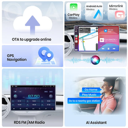 Junsun 7" Wireless CarPlay Android Auto Car Radio for Fiat 500 500C Abarth 2007-2015 Multimedia Wireless Apple CarPlay Smart Intelligent Systems IPS Touch Screen Stereo Video Player 2 Din Autoradio Head Unit Navigation BT GPS