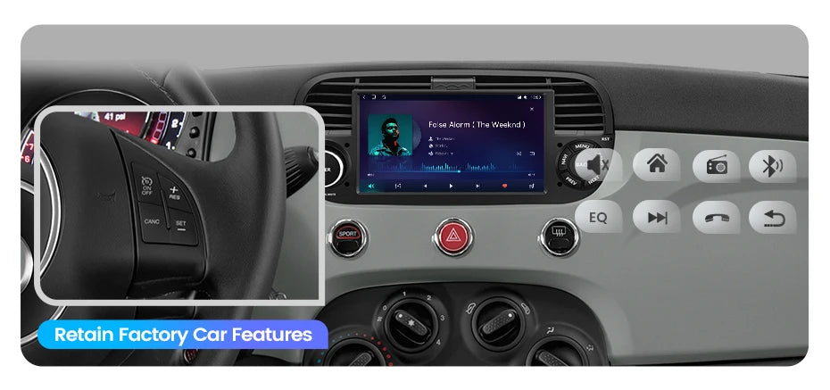 Junsun 7" Wireless CarPlay Android Auto Car Radio for Fiat 500 500C Abarth 2007-2015 Multimedia Wireless Apple CarPlay Smart Intelligent Systems IPS Touch Screen Stereo Video Player 2 Din Autoradio Head Unit Navigation BT GPS