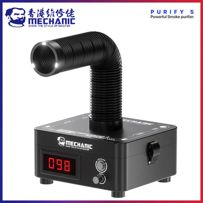 MECHANIC PURIFY-5 High Suction Airflow 3-Layer Filter Smoke Purifier Adjustable Wind 62W Powerful Flexible Hose Fume Extractor