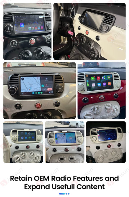 Junsun 7" Wireless CarPlay Android Auto Car Radio for Fiat 500 500C Abarth 2007-2015 Multimedia Wireless Apple CarPlay Smart Intelligent Systems IPS Touch Screen Stereo Video Player 2 Din Autoradio Head Unit Navigation BT GPS