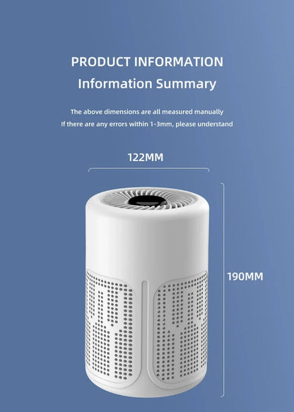 Negative Ion Mini Desktop Home USB Purifier Remove Smoke and Odor and Dust Particles HEPA Filter Efficient Purifying Air