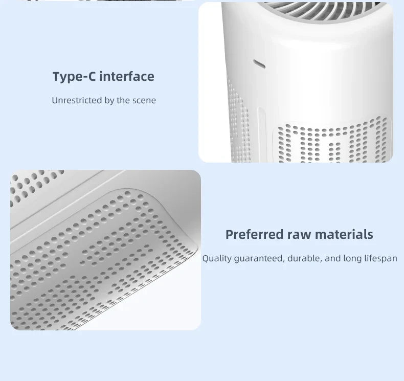 Negative Ion Mini Desktop Home USB Purifier Remove Smoke and Odor and Dust Particles HEPA Filter Efficient Purifying Air