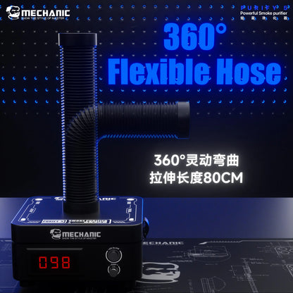 MECHANIC PURIFY-5 High Suction Airflow 3-Layer Filter Smoke Purifier Adjustable Wind 62W Powerful Flexible Hose Fume Extractor